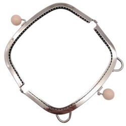 Angel Çanta Aksesuar 18.5 cm Pudra Renk Toplu Oval Çanta Klipsi Çanta Bursu Gümüş Metal - 4