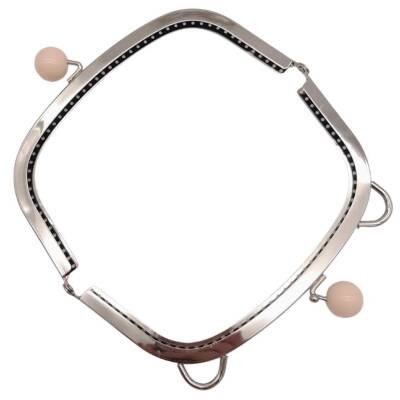 Angel Çanta Aksesuar 18.5 cm Pudra Renk Toplu Oval Çanta Klipsi Çanta Bursu Gümüş Metal - 4