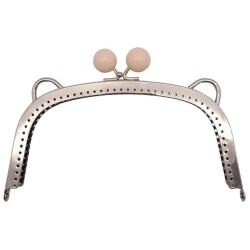 Angel Çanta Aksesuar 18.5 cm Pudra Renk Toplu Oval Çanta Klipsi Çanta Bursu Gümüş Metal - Angel Çanta Aksesuar