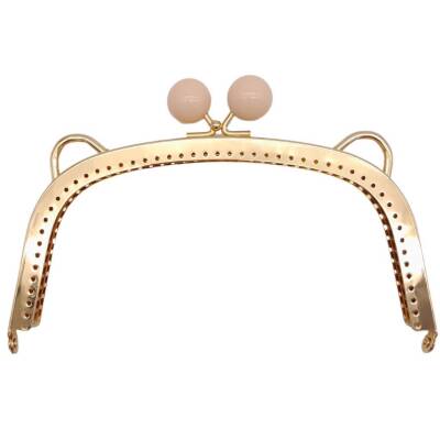 Angel Çanta Aksesuar 18.5 cm Pudra Renk Toplu Oval Çanta Klipsi Çanta Bursu Light Gold Metal - 1