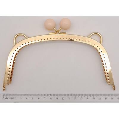 Angel Çanta Aksesuar 18.5 cm Pudra Renk Toplu Oval Çanta Klipsi Çanta Bursu Light Gold Metal - 2