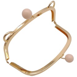 Angel Çanta Aksesuar 18.5 cm Pudra Renk Toplu Oval Çanta Klipsi Çanta Bursu Light Gold Metal - 3