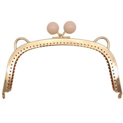 Angel Çanta Aksesuar 18.5 cm Pudra Renk Toplu Oval Çanta Klipsi Çanta Bursu Light Gold Metal - 1