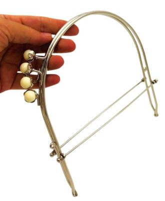 Angel Çanta Aksesuar 19 Cm Gümüş Renk D Model Krem Çift Toplu Çanta Klipsi, Çanta Bursu - 2