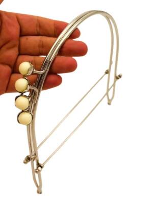 Angel Çanta Aksesuar 19 Cm Gümüş Renk D Model Krem Çift Toplu Çanta Klipsi, Çanta Bursu - 3