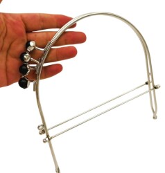 Angel Çanta Aksesuar 19 Cm Gümüş Renk D Model Siyah Çift Toplu Çanta Klipsi, Çanta Bursu - Angel Çanta Aksesuar