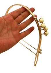 Angel Çanta Aksesuar 19 Cm Light Gold Renk D Model Krem Çift Toplu Çanta Klipsi, Çanta Bursu - 2