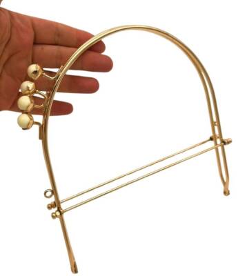 Angel Çanta Aksesuar 19 Cm Light Gold Renk D Model Krem Çift Toplu Çanta Klipsi, Çanta Bursu - 4