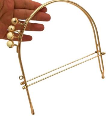 Angel Çanta Aksesuar 19 Cm Light Gold Renk D Model Krem Çift Toplu Çanta Klipsi, Çanta Bursu - 5