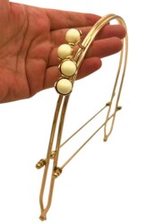 Angel Çanta Aksesuar 19 Cm Light Gold Renk D Model Krem Çift Toplu Çanta Klipsi, Çanta Bursu - 3