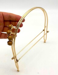 Angel Çanta Aksesuar 19 Cm Light Gold Renk D Model Sütlü Kahve Çift Toplu Çanta Klipsi, Çanta Bursu - Angel Çanta Aksesuar