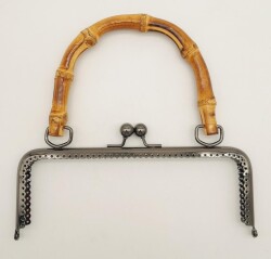 Angel Çanta Aksesuar 20 Cm Bambulu Füme Renk Dikdörtgen Çanta Cüzdan Klipsi - Angel Çanta Aksesuar