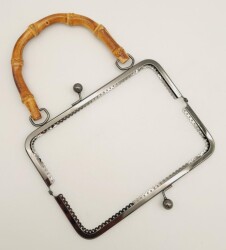 Angel Çanta Aksesuar 20 Cm Bambulu Füme Renk Dikdörtgen Çanta Cüzdan Klipsi - 3