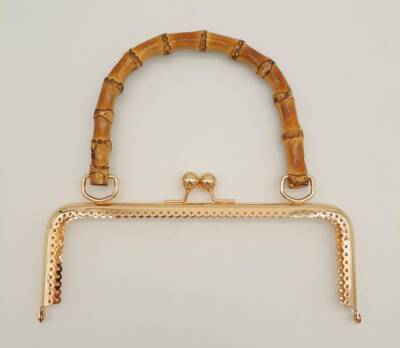 Angel Çanta Aksesuar 20 Cm Bambulu Light Gold Renk Dikdörtgen Çanta Cüzdan Klipsi - 1