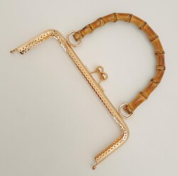 Angel Çanta Aksesuar 20 Cm Bambulu Light Gold Renk Dikdörtgen Çanta Cüzdan Klipsi - 2