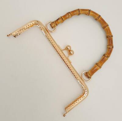 Angel Çanta Aksesuar 20 Cm Bambulu Light Gold Renk Dikdörtgen Çanta Cüzdan Klipsi - 2