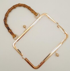 Angel Çanta Aksesuar 20 Cm Bambulu Light Gold Renk Dikdörtgen Çanta Cüzdan Klipsi - 3