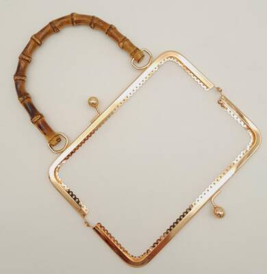 Angel Çanta Aksesuar 20 Cm Bambulu Light Gold Renk Dikdörtgen Çanta Cüzdan Klipsi - 3