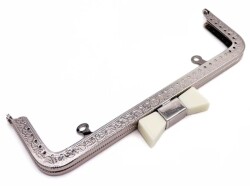 Angel Çanta Aksesuar 20 Cm Gümüş Beyaz Kurdele Model Çanta Klipsi, Çanta Bursu - Angel Çanta Aksesuar