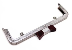 Angel Çanta Aksesuar 20 Cm Gümüş Renk Koyu Kahve Kurdele Model Çanta Klipsi, Çanta Bursu - Angel Çanta Aksesuar