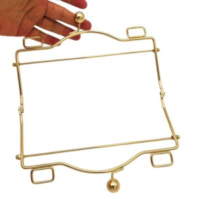 Angel Çanta Aksesuar 20 Cm Light Gold Renk Dikdörtgen Kare Halkalı Model Model Çanta Klipsi, Çanta Bursu - 2