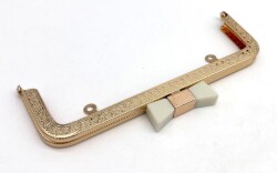 Angel Çanta Aksesuar 20 Cm Light Gold Renk Beyaz Kurdele Model Çanta Klipsi, Çanta Bursu - Angel Çanta Aksesuar