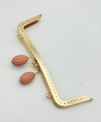 Angel Çanta Aksesuar 20 Cm Pudra Badem Toplu Çanta Klipsi Çanta Bursu Light Gold Metalli - Angel Çanta Aksesuar