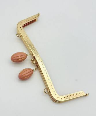 Angel Çanta Aksesuar 20 Cm Pudra Badem Toplu Çanta Klipsi Çanta Bursu Light Gold Metalli - 1