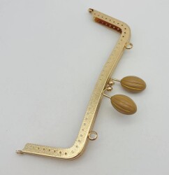 Angel Çanta Aksesuar 20 Cm Vizon Badem Toplu Çanta Klipsi Çanta Bursu Light Gold Metalli - Angel Çanta Aksesuar