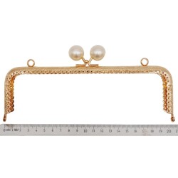 Angel Çanta Aksesuar 20.5 cm İncili Dikdörtgen Çanta Klipsi Çanta Bursu Light Gold Metalli - 2