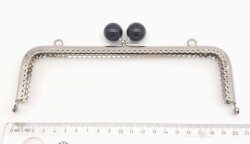 Angel Çanta Aksesuar 20.5 cm Siyah Toplu Çanta Klipsi Çanta Bursu Gümüş Metal - 2