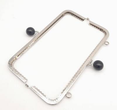 Angel Çanta Aksesuar 20.5 cm Siyah Toplu Çanta Klipsi Çanta Bursu Gümüş Metal - 3