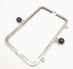 Angel Çanta Aksesuar 20.5 cm Siyah Toplu Çanta Klipsi Çanta Bursu Gümüş Metal - 3