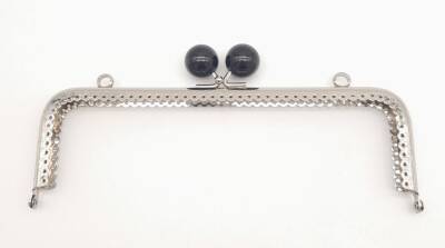 Angel Çanta Aksesuar 20.5 cm Siyah Toplu Çanta Klipsi Çanta Bursu Gümüş Metal - 1