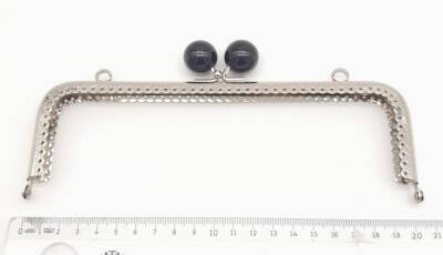 Angel Çanta Aksesuar 20.5 cm Siyah Toplu Çanta Klipsi Çanta Bursu Gümüş Metal - 2