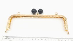 Angel Çanta Aksesuar 20.5 cm Siyah Toplu Çanta Klipsi Çanta Bursu Light Gold Metal - 2