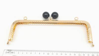 Angel Çanta Aksesuar 20.5 cm Siyah Toplu Çanta Klipsi Çanta Bursu Light Gold Metal - 2