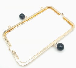 Angel Çanta Aksesuar 20.5 cm Siyah Toplu Çanta Klipsi Çanta Bursu Light Gold Metal - 3