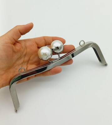 Angel Çanta Aksesuar 21 Cm İncili Gümüş Çanta Klipsi Çanta Bursu - 2