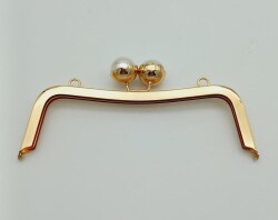 Angel Çanta Aksesuar 21 Cm İncili Light Gold Çanta Klipsi Çanta Bursu - Angel Çanta Aksesuar