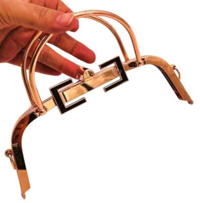 Angel Çanta Aksesuar 21 Cm Light Gold Renk Çift Tutma Saplı Çanta Klipsi, Çanta Bursu - 1