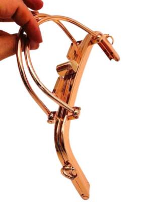 Angel Çanta Aksesuar 21 Cm Light Gold Renk Çift Tutma Saplı Çanta Klipsi, Çanta Bursu - 2