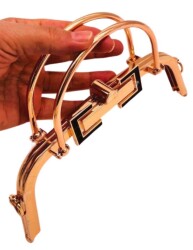 Angel Çanta Aksesuar 21 Cm Light Gold Renk Çift Tutma Saplı Çanta Klipsi, Çanta Bursu - 3