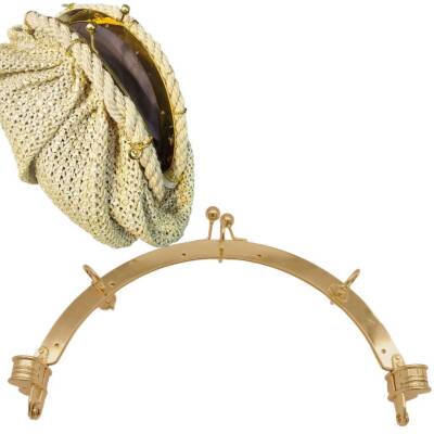 Angel Çanta Aksesuar 25 cm Light Gold Metal Halkalı Oval Çanta Klipsi Bursu - 1