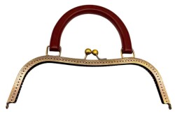 Angel Çanta Aksesuar 27 Cm Antik Renk Bordo Ahşap Tutmalı Model Çanta Klipsi, Çanta Bursu - Angel Çanta Aksesuar