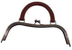 Angel Çanta Aksesuar 27 Cm Füme Renk Bordo Ahşap Tutmalı Model Çanta Klipsi, Çanta Bursu - Angel Çanta Aksesuar
