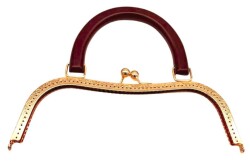 Angel Çanta Aksesuar 27 Cm Light Gold Renk Bordo Ahşap Tutmalı Model Çanta Klipsi, Çanta Bursu - Angel Çanta Aksesuar