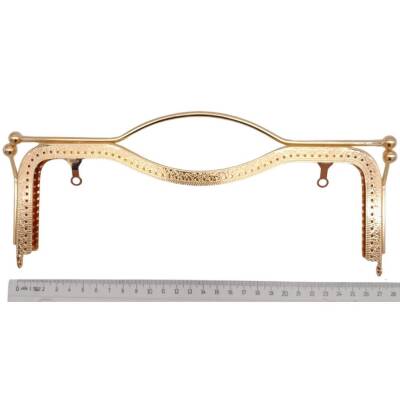 Angel Çanta Aksesuar 27 cm Üstten Tutmalı Çanta Klipsi Çanta Bursu Light Gold Metal - 2