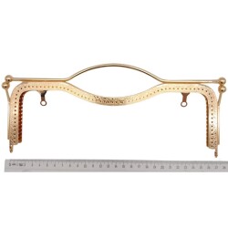 Angel Çanta Aksesuar 27 cm Üstten Tutmalı Çanta Klipsi Çanta Bursu Light Gold Metal - 2