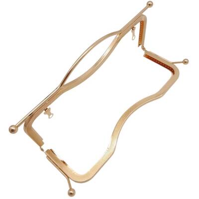 Angel Çanta Aksesuar 27 cm Üstten Tutmalı Çanta Klipsi Çanta Bursu Light Gold Metal - 3